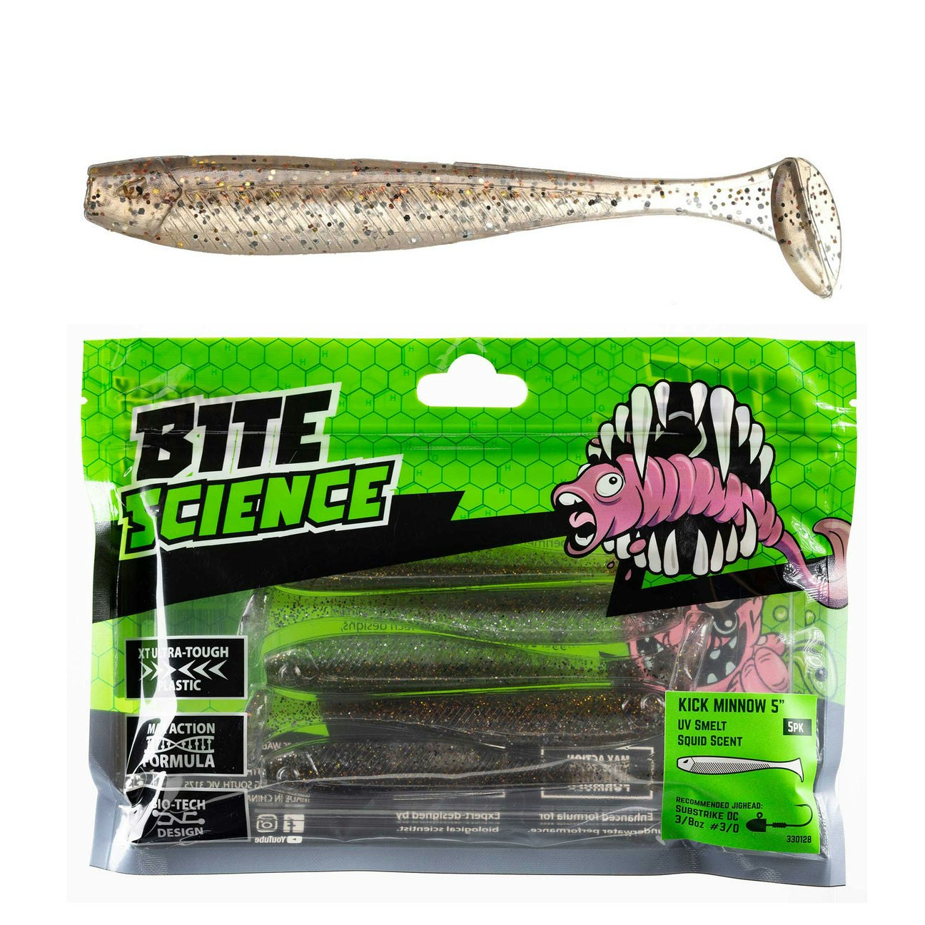 Bite Science Kick Minnow Fishing Lures - Topwater Bass Lures for Freshwater & Saltwater - Perfect for Trout, Walleye, and Pike Fishing in Lakes & Rivers