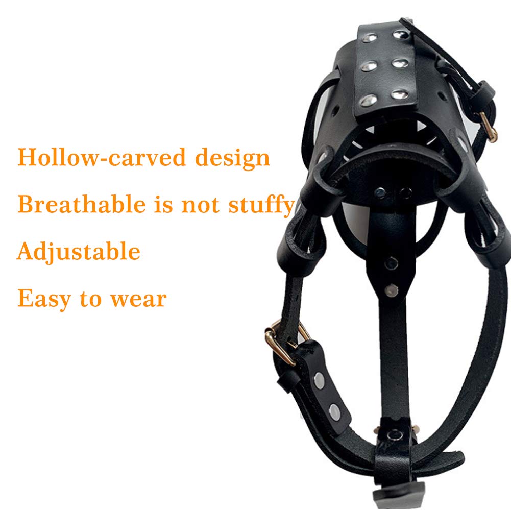 Genuine Leather Dog Muzzle for Pitbulls & Large Dogs - Adjustable Secure Basket Training Mask for Biting, Chewing & Barking Control | Perfect for Training, Walks & Public Safety