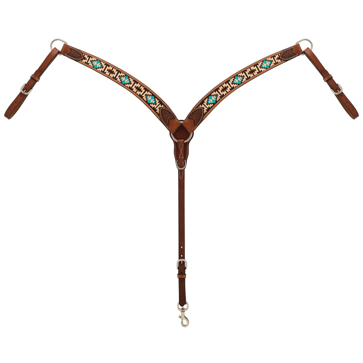 Aztec Contoured Breast Collar for Horses - Premium Leather Equestrian Training Gear for Trail Riding & Western Riding