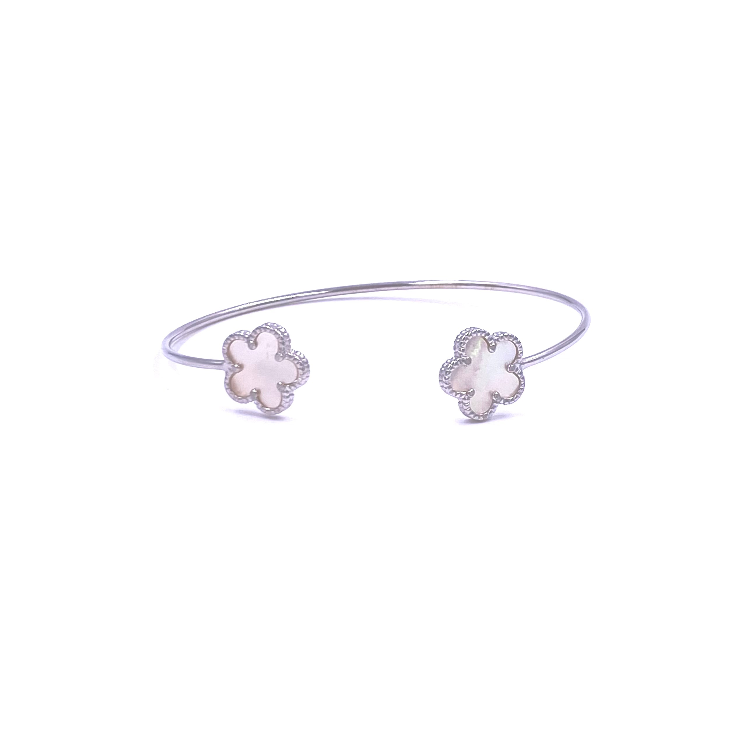 Ashley Gold Stainless Steel Double Flower Design Bangle Bracelet for Women - Elegant Fashion Jewelry Gift for Wedding, Party & Everyday Wear