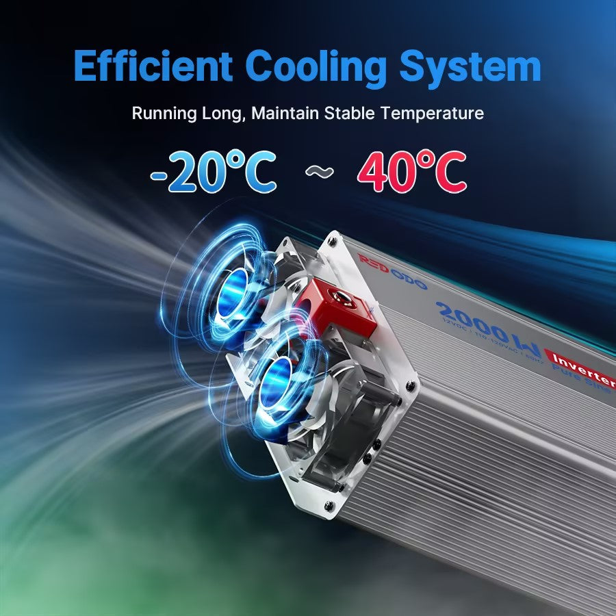 Redodo 2000W Pure Sine Wave Power Inverter - 90% High Efficiency with LCD Display for RV, Truck, Boat & Off-Grid Solar System