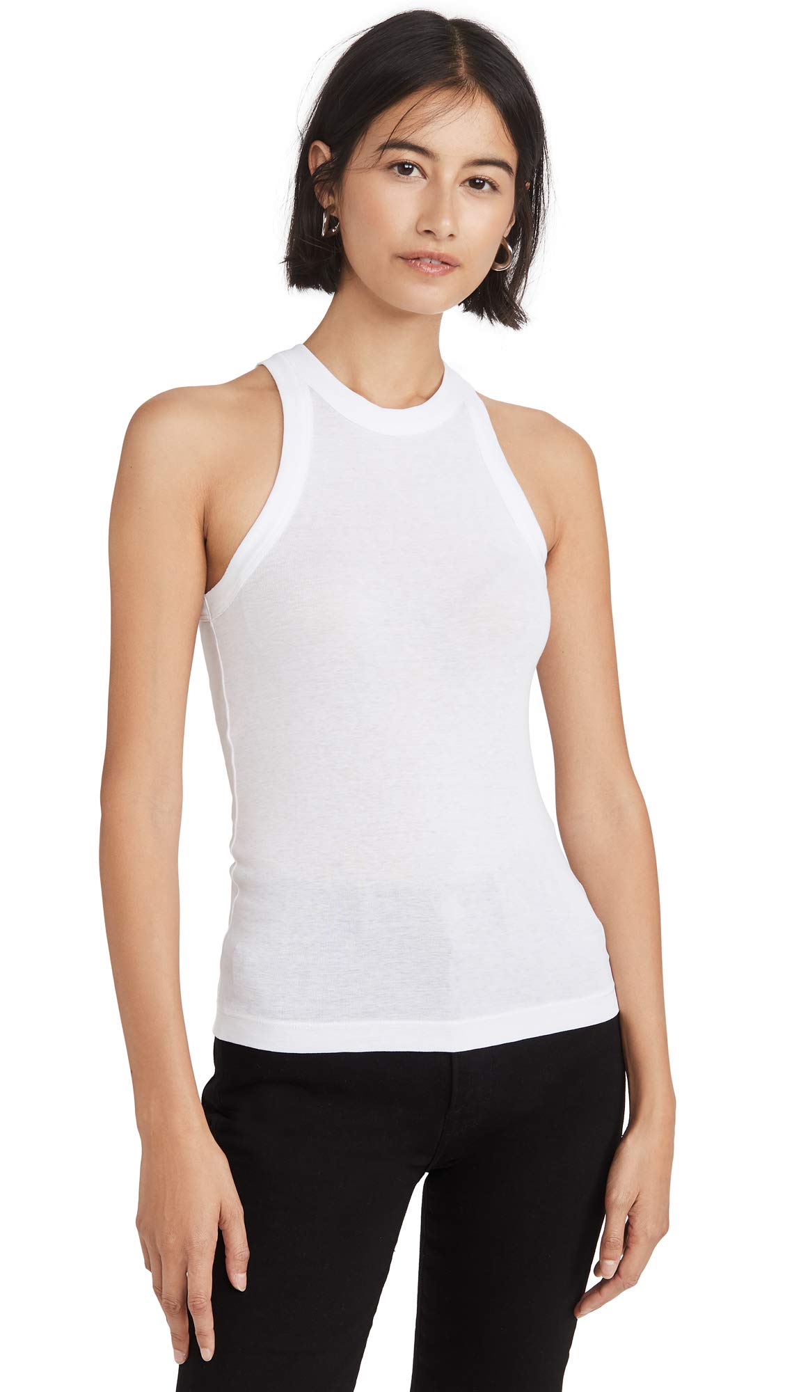 Vince Women's High Neck Tank Top - Optic White, XS | Slim Fit Casual & Layering Staple for Everyday Wear