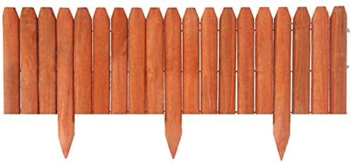 Orange Pine Wood Picket Fence Panels - 120x26cm Free Standing Garden Border Fence for Yard, Flower Bed Edging & Landscape Decor | Durable Protective Guard Fencing for Outdoor Use