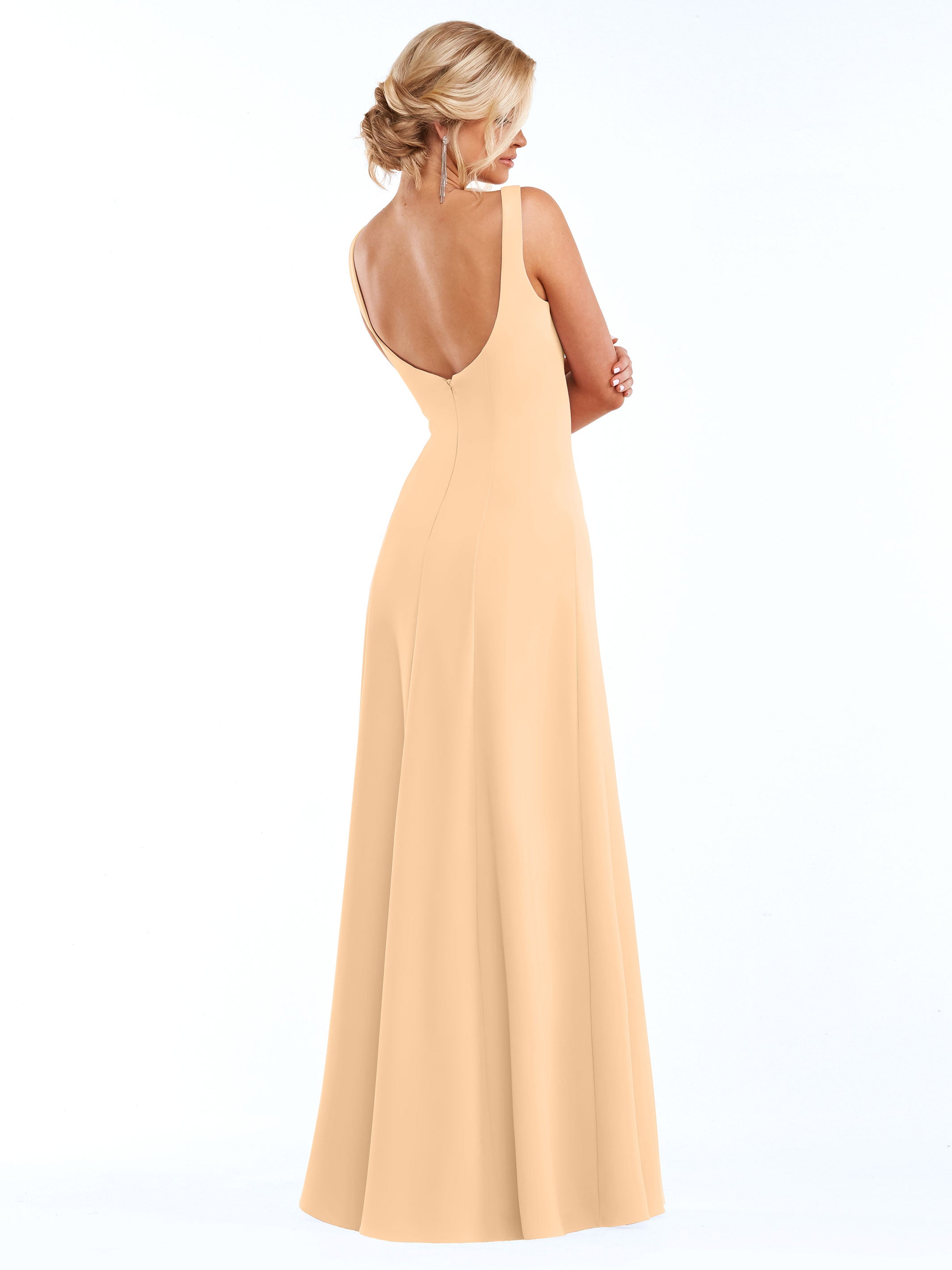 Elegant 83043 A-Line Double Knit Bridesmaid Dress with V-Neck - Perfect for Weddings, Formal Events & Special Occasions