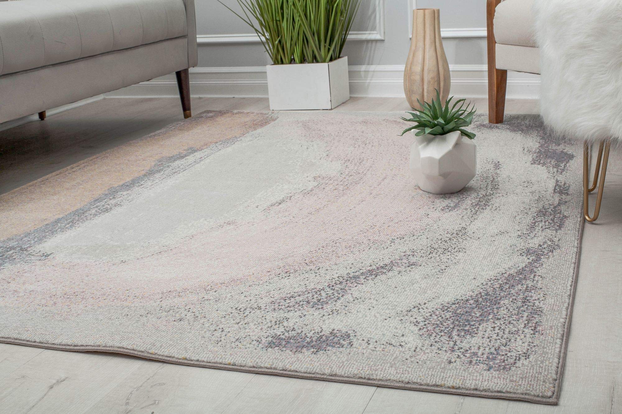 CosmoLiving by Cosmopolitan Melyna MA20A Modern Abstract Brush Stroke Area Rug 8x10 Feet - Contemporary Home Decor for Living Room, Bedroom & Office
