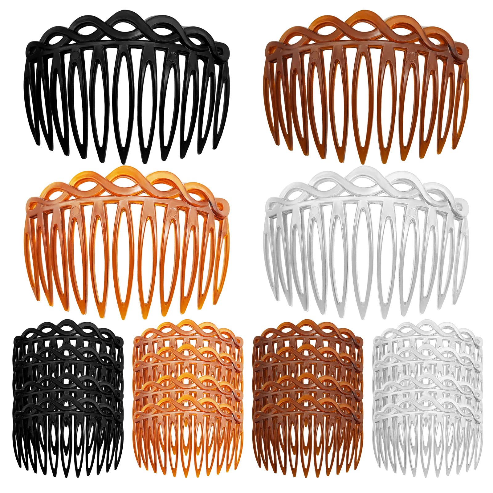 BLMHTWO 16-Piece Hair Comb Set for Women - Decorative French Twist Side Combs, Plastic Hair Clips for Bridal, Wedding, Veil & Everyday Styling - Perfect for Girls, Teens & Adults (Great for Parties, Prom & Special Occasions)