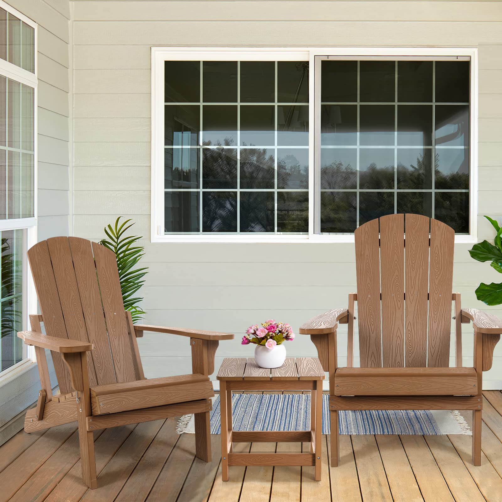 4-Pack All-Weather Folding Adirondack Chairs - Heavy Duty 400lb Capacity - Outdoor Patio Furniture for Backyard, Garden, Deck, Beach & Campfire - Durable Plastic Fire Pit Chairs for Relaxing & Entertaining