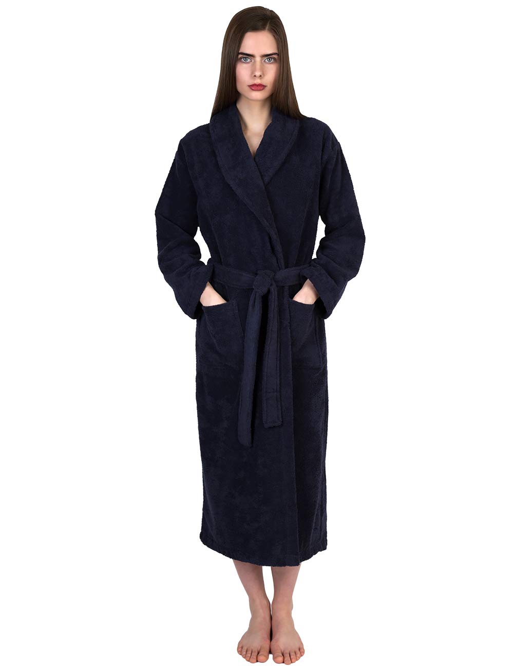 Premium Turkish Cotton Terry Bathrobe for Women - Soft & Absorbent Shawl Collar Robe - Spa, Lounge & Home Relaxation Wear