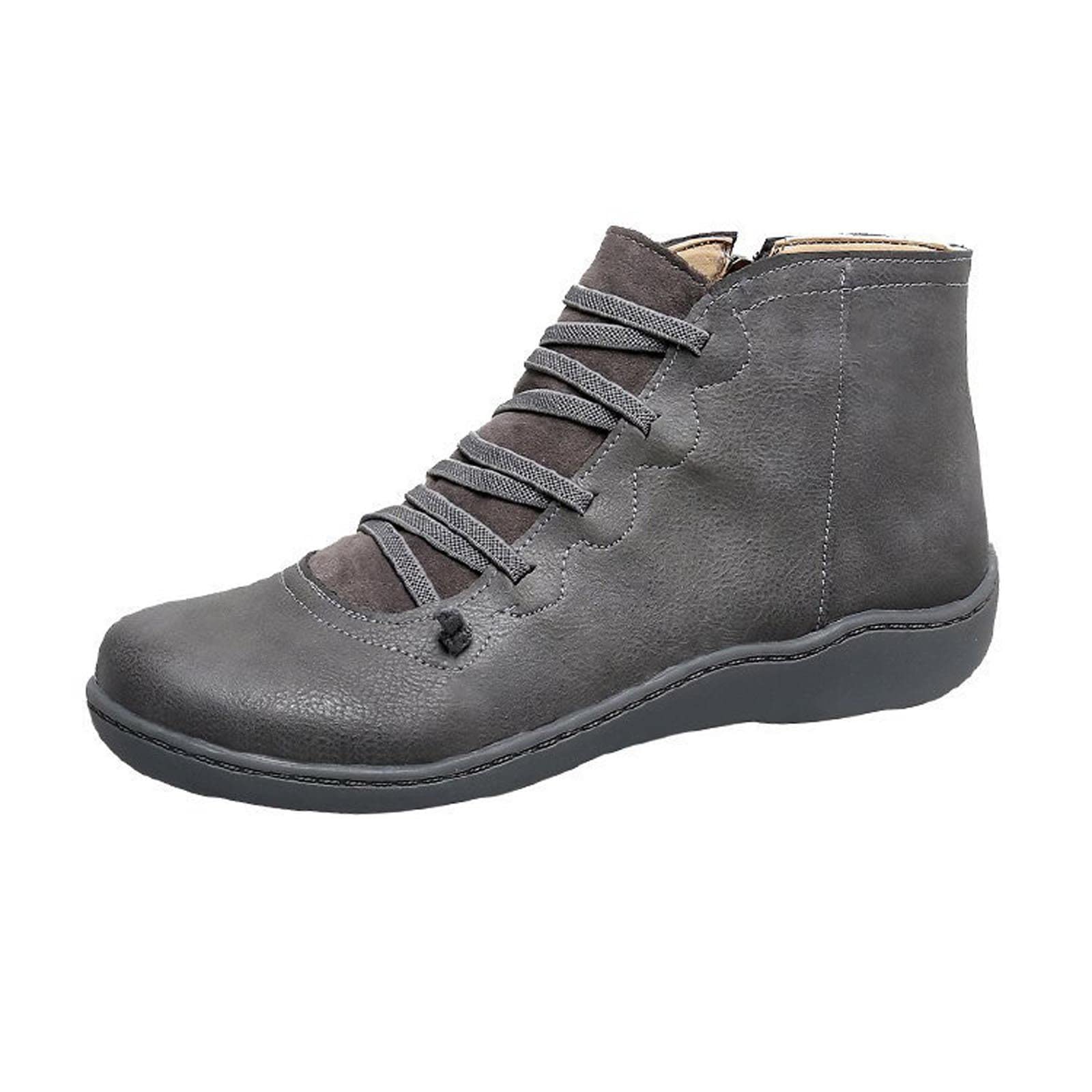 Women's Chunky Heel Side Zip Ankle Boots - Winter Suede Booties with Flat Heel for Outdoor & Casual Wear | Comfortable Side Zip Ankle Boots for Women | Perfect for Work, Travel & Daily Outfits