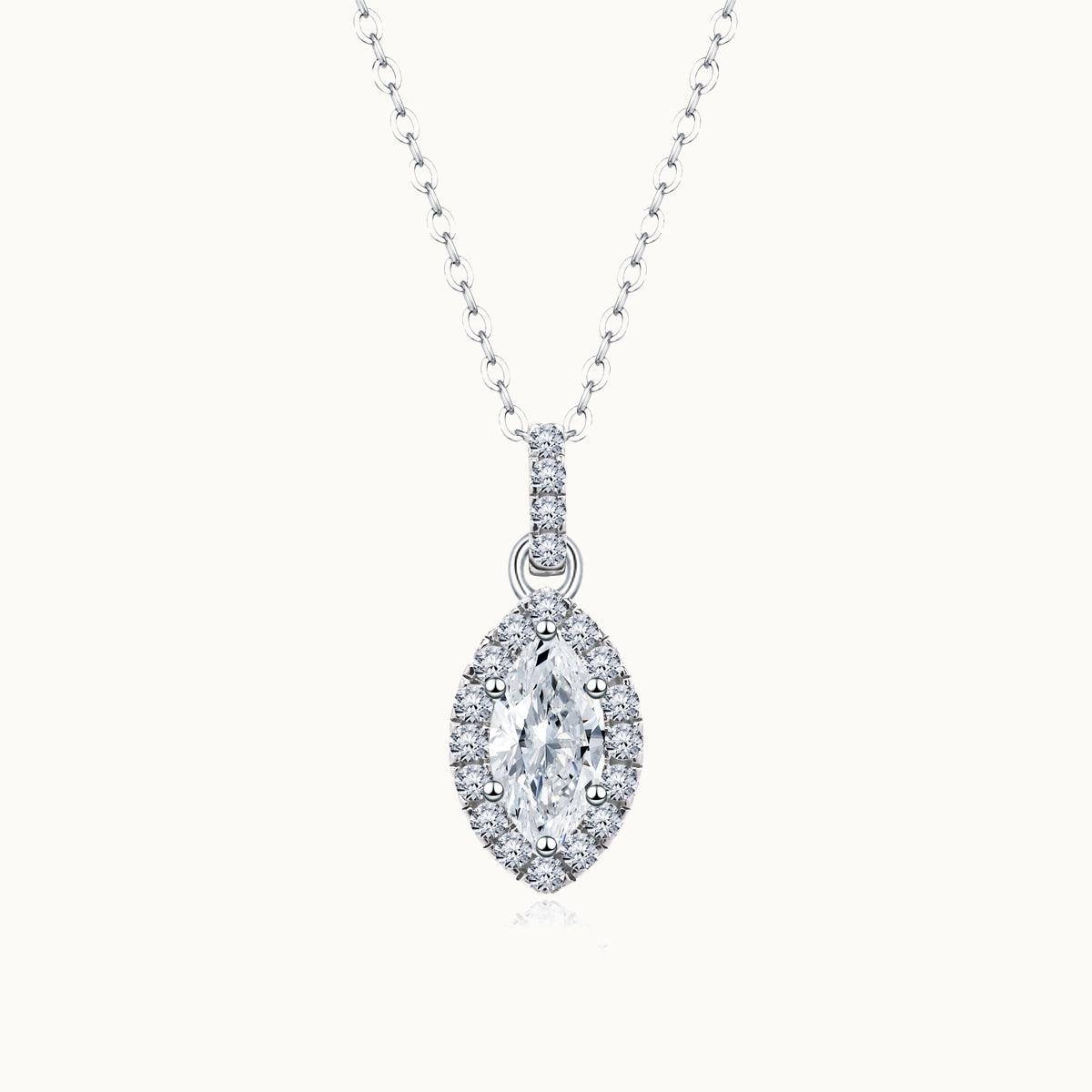 Exquisite Marquise Moissanite Pendant Necklace for Women - 14K Gold Plated Dainty Jewelry Gift for Anniversary, Valentine's Day & Special Occasions