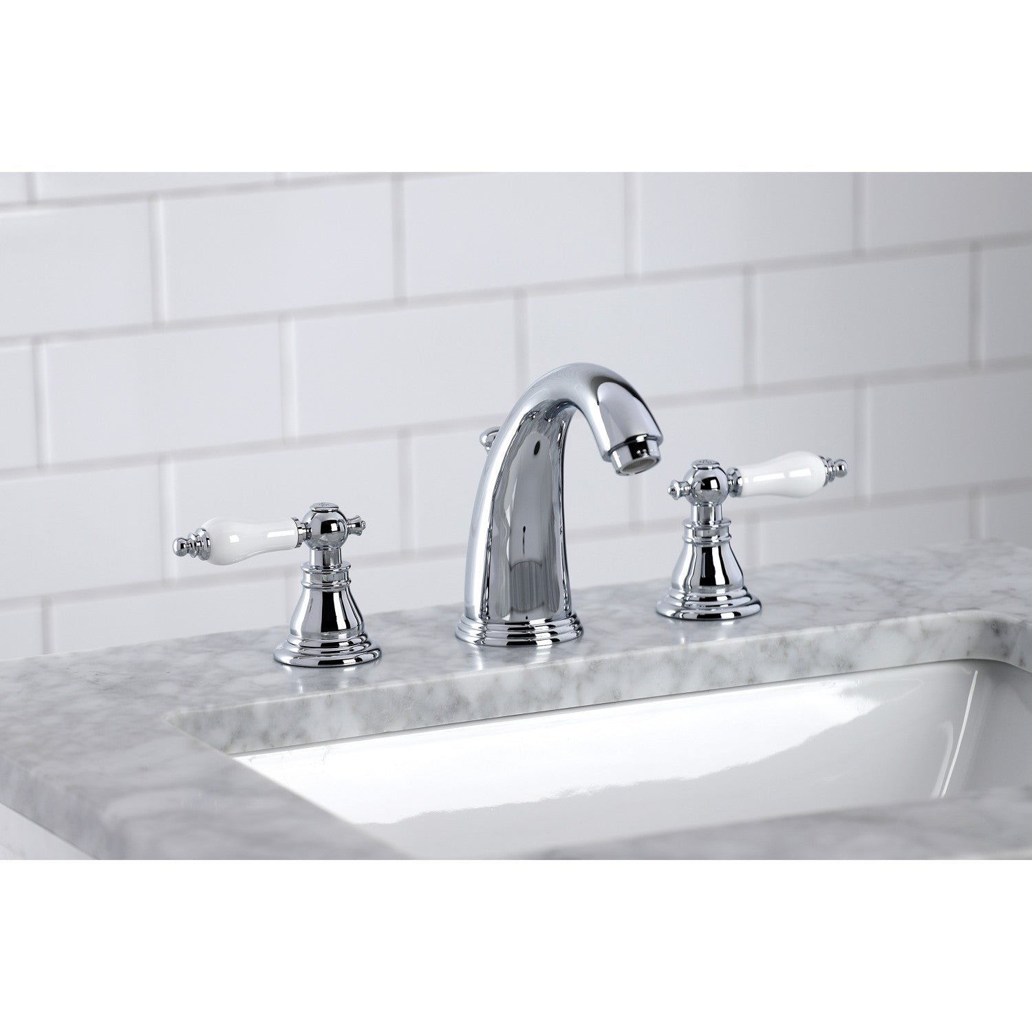 American Patriot KB981APL 3-Hole Widespread Bathroom Faucet - Two Handle Deck Mount with Pop-Up Drain - Polished Chrome Finish for Vanity Sink - Perfect for Modern & Traditional Bathroom Renovations