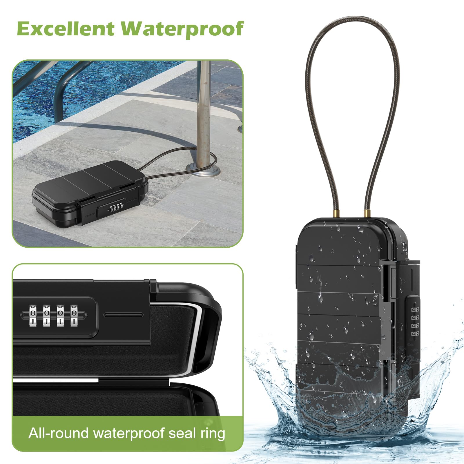 KeeKit Portable Safe Box with Combination Lock - Waterproof Key Storage for Home, Car, Travel & Outdoor | Secure Personal Belongings at Beach, Camping & Daily Use