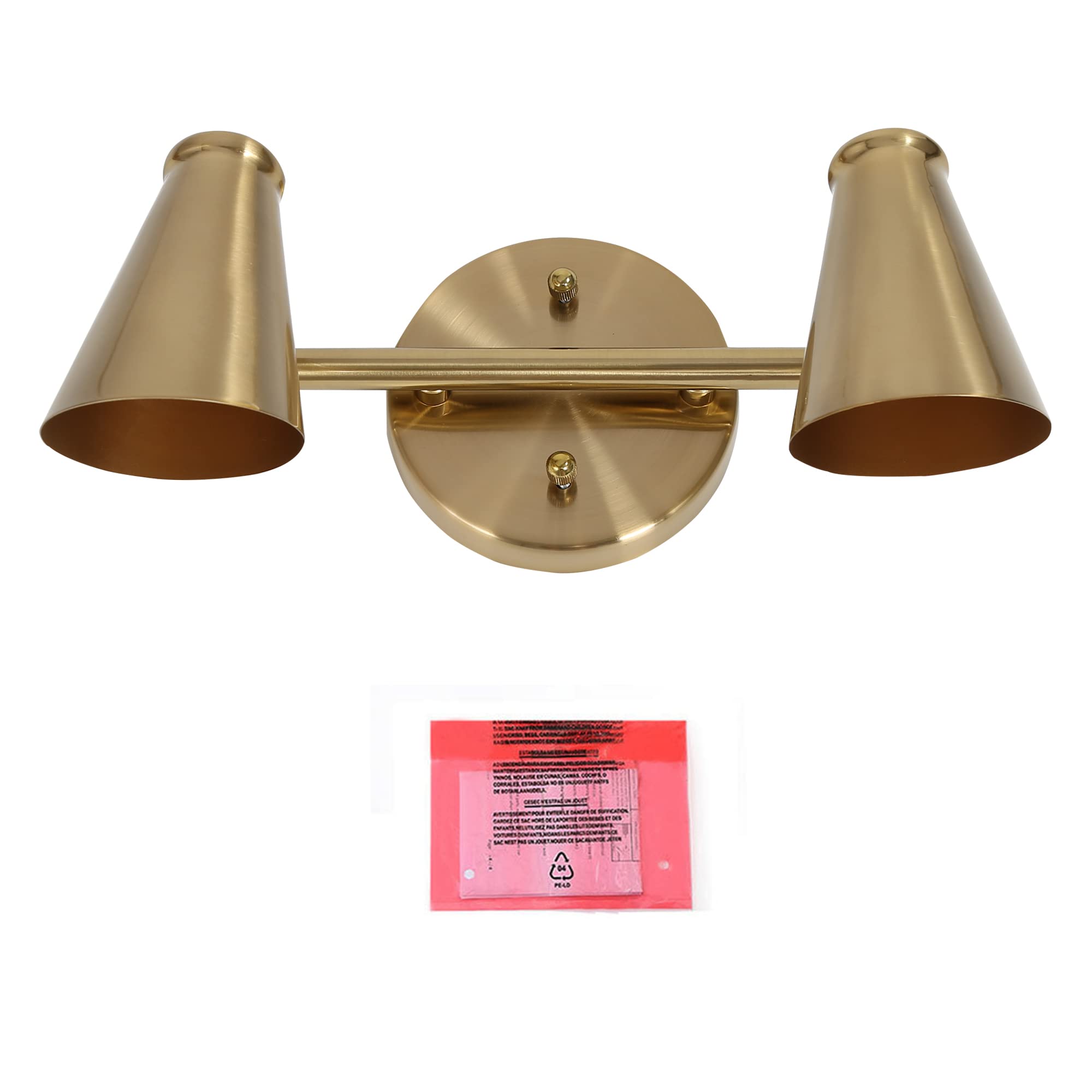 Durent Gold Bathroom Light Fixtures - 2 Light Modern Vanity Lighting with Slant-Cut Metal Shades for Mirror Illumination | Perfect for Bathroom, Powder Room & Dressing Area Makeup Lighting