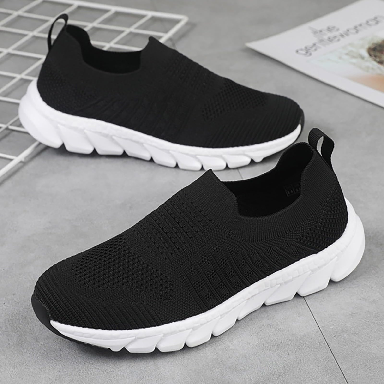 Women's Slip-On Running Shoes - Lightweight Walking Sneakers for Jogging, Casual Wear | Brown & Black Athletic Loafers | Perfect for Gym, Workout, Travel & Everyday Comfort