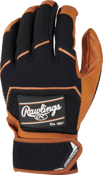 Rawlings Workhorse Pro Batting Gloves WH22BG - Premium Baseball Batting Gloves for Men & Women - Durable Leather Palm Grip - Ideal for Baseball, Softball & Training Practice
