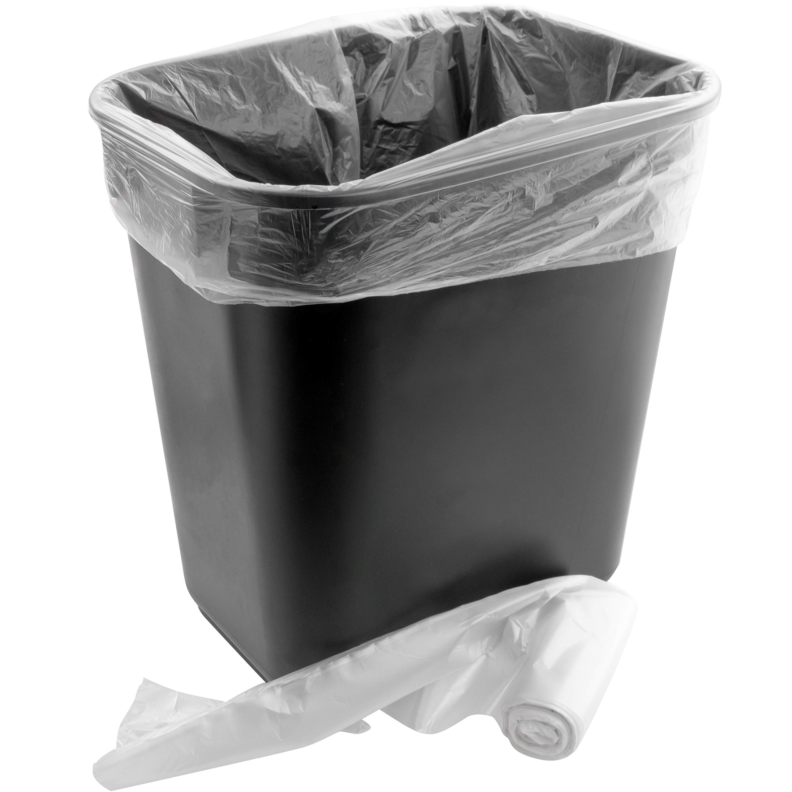 Space-Saving Small Black Plastic Trash Can with 100 Leak-Proof 4 Gallon Liners - Compact Waste Basket for Bathroom, Kitchen & Home Office - Fits Under Desks & Cabinets - Perfect for Small Spaces, Dorm Rooms & RVs