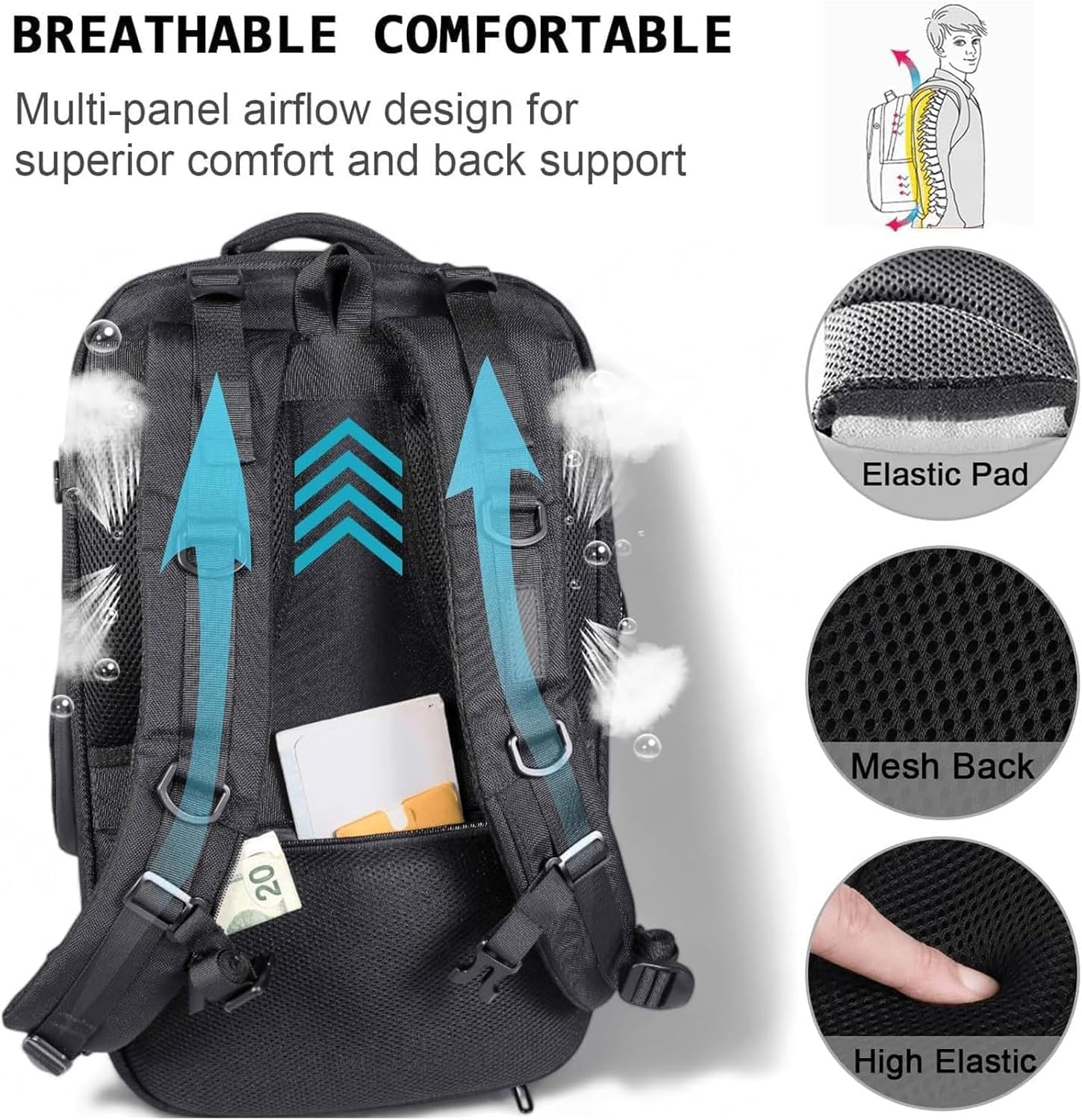 Veria Travel Backpack For Men - 35L & 20L Weather-Resistant Hiking Backpack, 2025 New Edition Dark Black - Perfect for Commuting, Business Travel & Outdoor Adventures