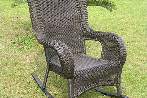 San Tropez Resin Wicker Aluminum Rocker Chair - Lightweight Outdoor Patio Furniture for Garden, Poolside & Balcony - International Caravan Collection