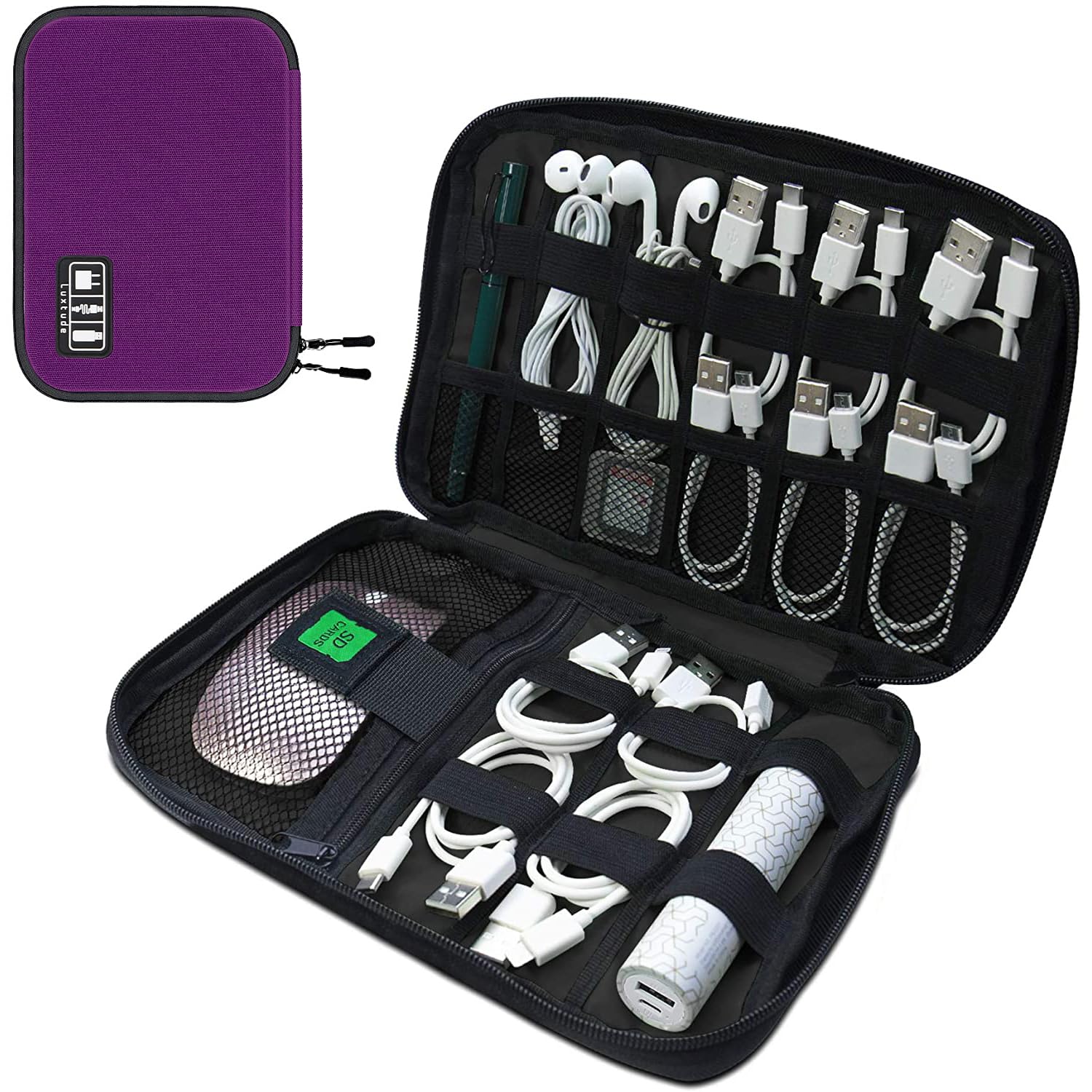 Luxtude Travel Cable Organizer Bag - Portable Electronics & Cord Storage Pouch for Chargers, Cables & Tech Accessories - Perfect for Travel, Office & Home Organization