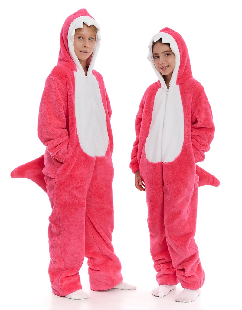 HSCTEK Premium Double-Sided Flannel Shark Onesie with Hoodie - Soft Baby & Toddler Pajamas for Boys & Girls - Perfect for Winter Sleepwear, Birthday Gifts & Family Matching Outfits
