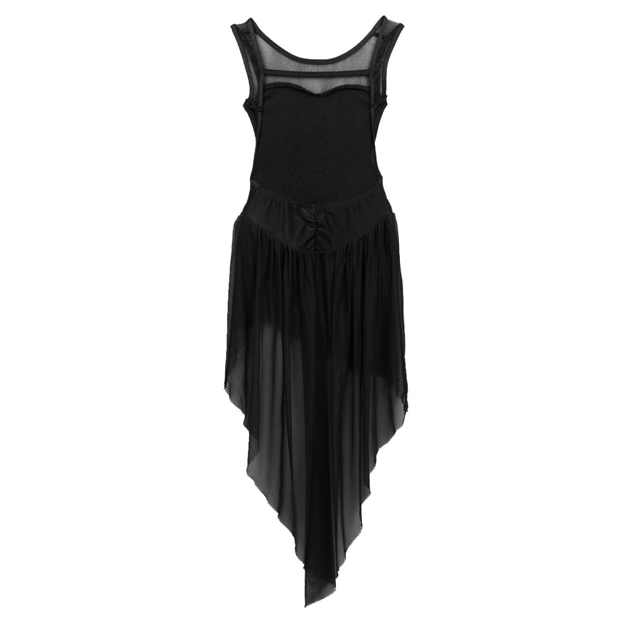 Girls Mesh Splice Lyrical Ballet Dance Dress - Sleeveless Gymnastic Leotard with Skirt for Contemporary & Modern Dance Performance (Ideal for Recitals, Competitions & Dance Classes)