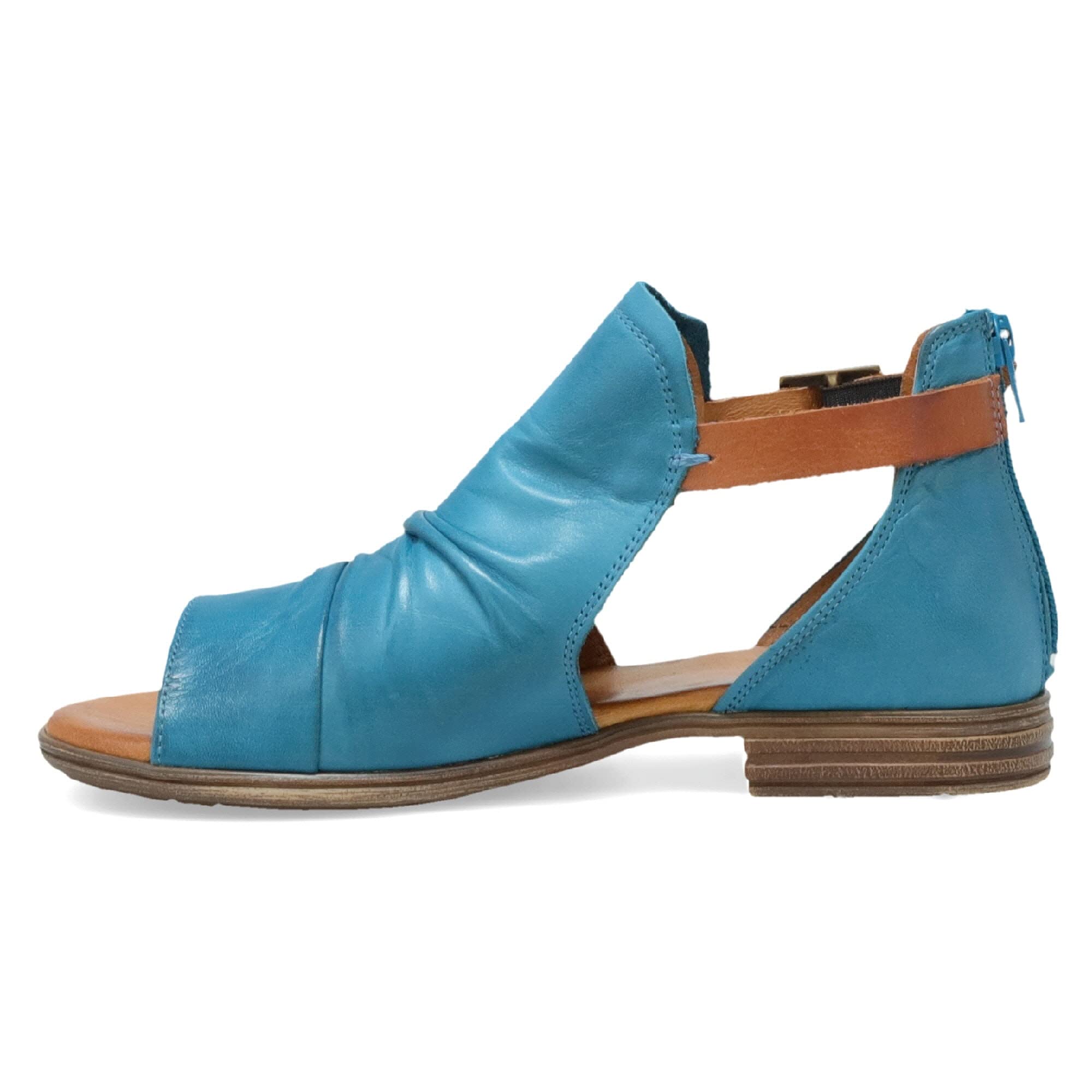 Miz Mooz Dipper Leather Sandals for Women - Comfortable Peep Toe Sandals with Buckle & Open Sides - Perfect for Summer, Beach, and Casual Outings