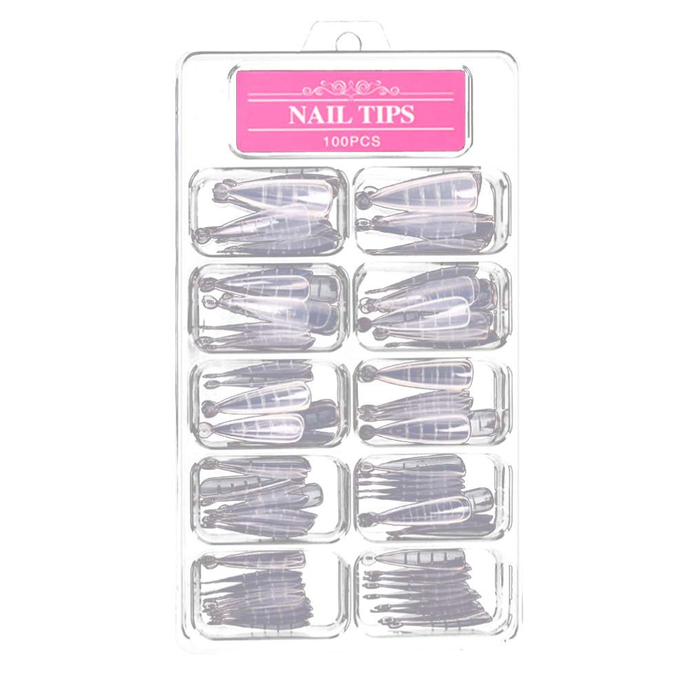 100pcs Crystal Nail Tips - Acrylic Fake Nails for Manicure & Nail Art | DIY Nail Extension Kit with Nail Beauty Plate | Perfect for Salon, Home Use & Party Glam