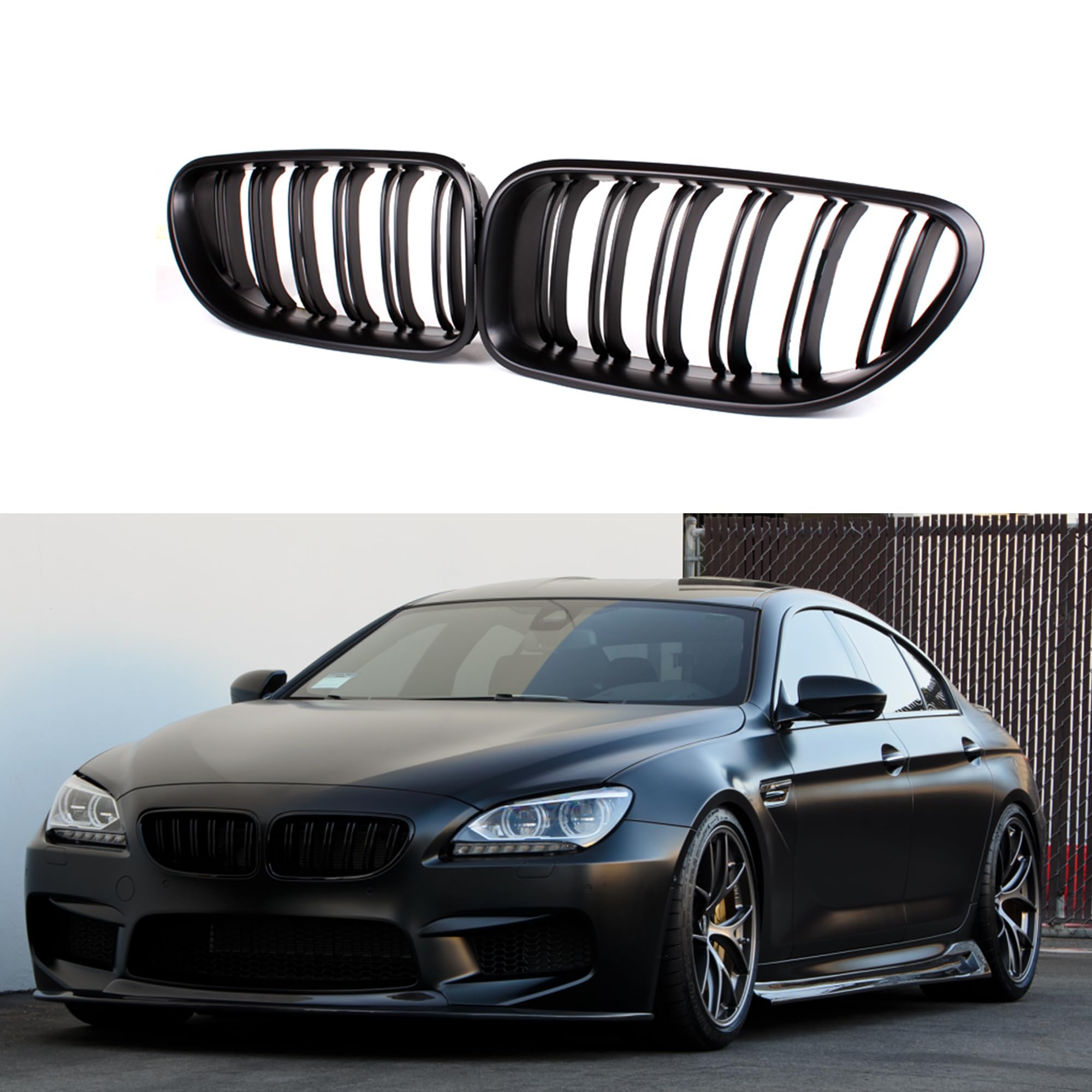 ABS Front Replacement Kidney Grille for BMW 6 Series F06 F12 F13 - Matte Black | Perfect Upgrade for Car Enthusiasts & DIY Projects | Enhances Vehicle Appearance & Aerodynamics