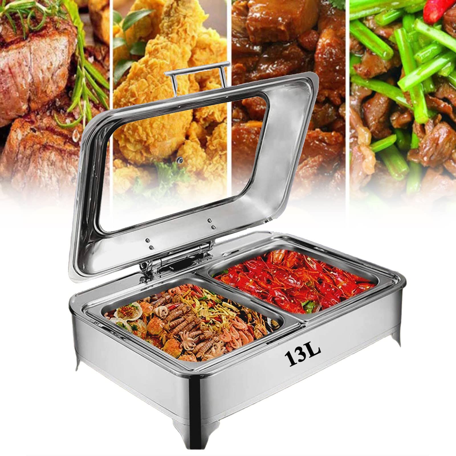 Electric Food Warmers for Buffets & Catering - Stainless Steel Chafing Dishes with Multiple Colors (1/2 Pan) - Perfect for Parties, Banquets, Buffet Serving & Home Entertaining