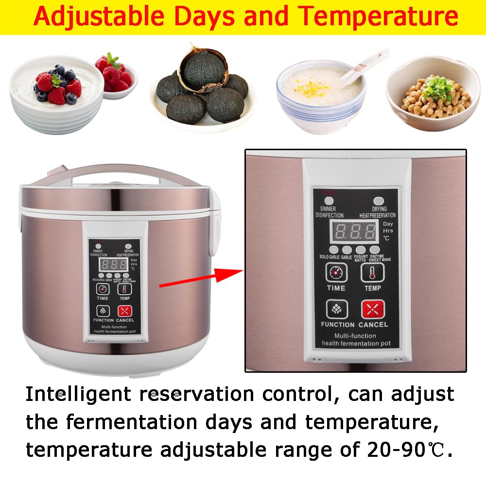 INTBUYING 6L Multi-Functional Fermentation Pot for Garlic, Yogurt, Natto, Fruit & Rice Wine - Electric 110V Health Food Maker - Perfect for Home Brewing, DIY Fermented Foods & Healthy Cooking