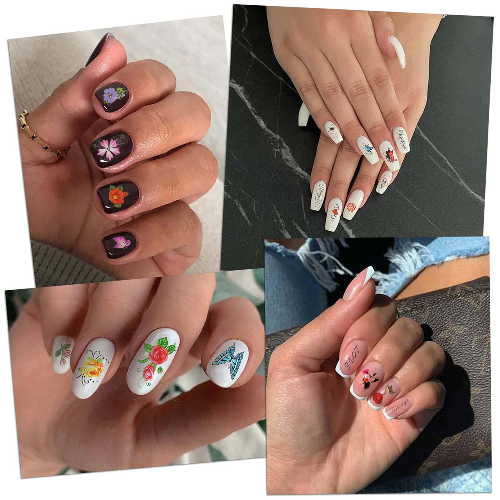 48 Sheets Floral Water Transfer Nail Art Stickers - DIY Nail Decals for Girls with Scissors & Tweezers - Perfect for Home Manicures, Parties & Gifts