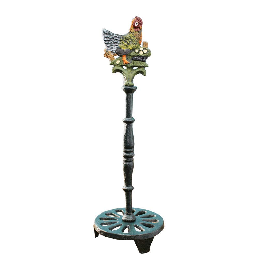 Vintage Cast Iron Animal Paper Towel Holder - Rooster & Duck Design, Free-Standing Kitchen or Bathroom Toilet Paper Roll Stand (Chick Color) - Perfect for Farmhouse, Country Style Home Decor & Rustic Themed Spaces