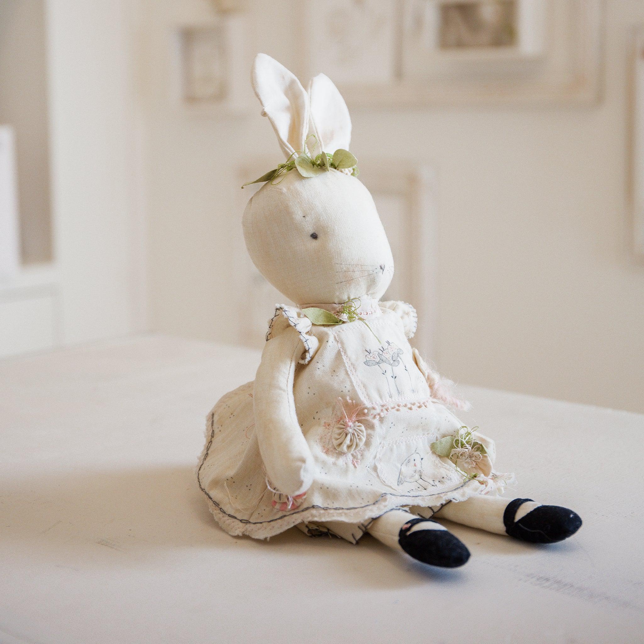 Handmade Cotton Bunny - RETIRED Hutch Studio Original Dandy Candytuft Collectible Plush Toy | Perfect for Easter Decor, Nursery Gifts & Spring Home Decorations