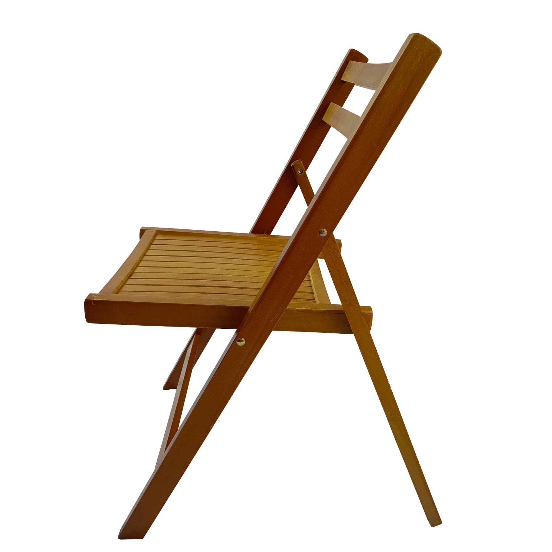4 Pack Solid Wood Folding Chairs - Teak Wood Foldable Dining Chairs with Slatted Seat & Open Back Design | Portable Indoor Outdoor Event Seating for Weddings, Parties, Kitchen, Dining Room, Balcony & Garden Use