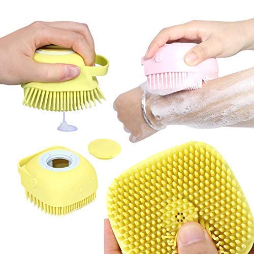 BullBear Silicone Body Scrub Brush with Shampoo Dispenser - Exfoliating Bath Brush for Smooth Skin, Soft Massage & Deep Cleansing - Perfect for Shower, Spa & Relaxation (Pack of 1, Multi-Color)
