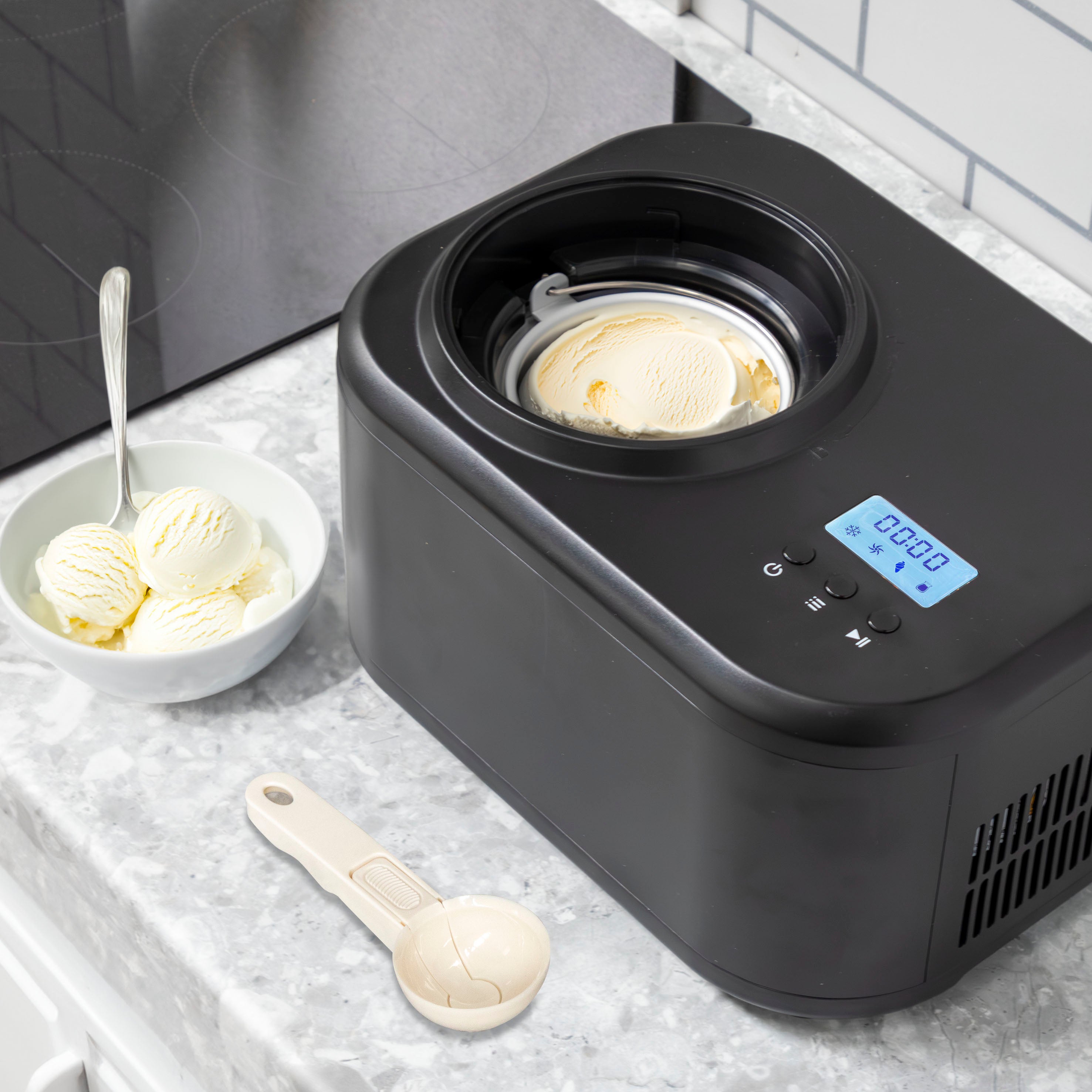Baridi 1L Ice Cream Maker with Fast Freeze Compressor - Homemade Gelato, Sorbet & Frozen Yogurt Machine - Perfect for Parties, Desserts & Family Treats