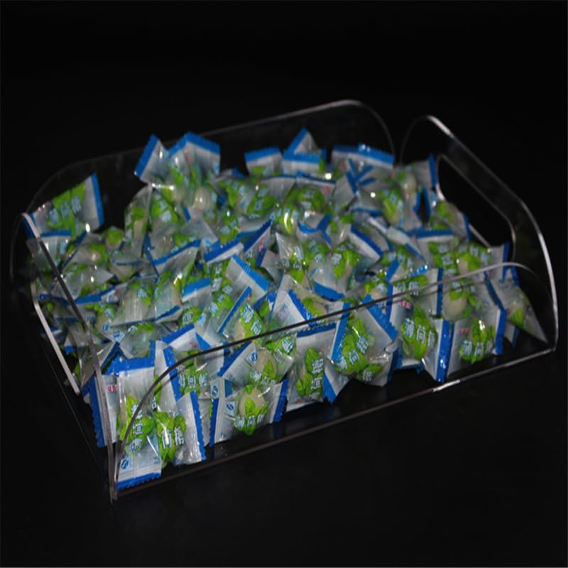 Clear Acrylic A4 Serving Tray with Handles - Stylish Coffee Table Tray for Breakfast, Snacks & Decor - Perfect for Dining, Living Room & Office Use
