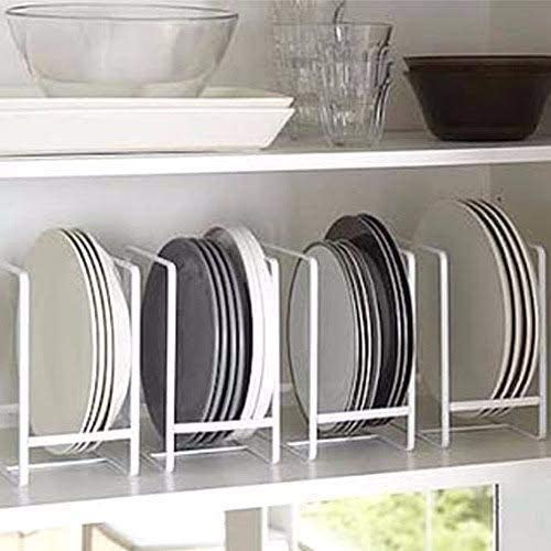 Premium Wrought Iron Kitchen Dish Rack & Utensil Holder Set of 2 - Modern White Kitchen Storage Organizer with Plate Stand | Space-Saving Countertop Solution for Small Kitchens & Dish Drying