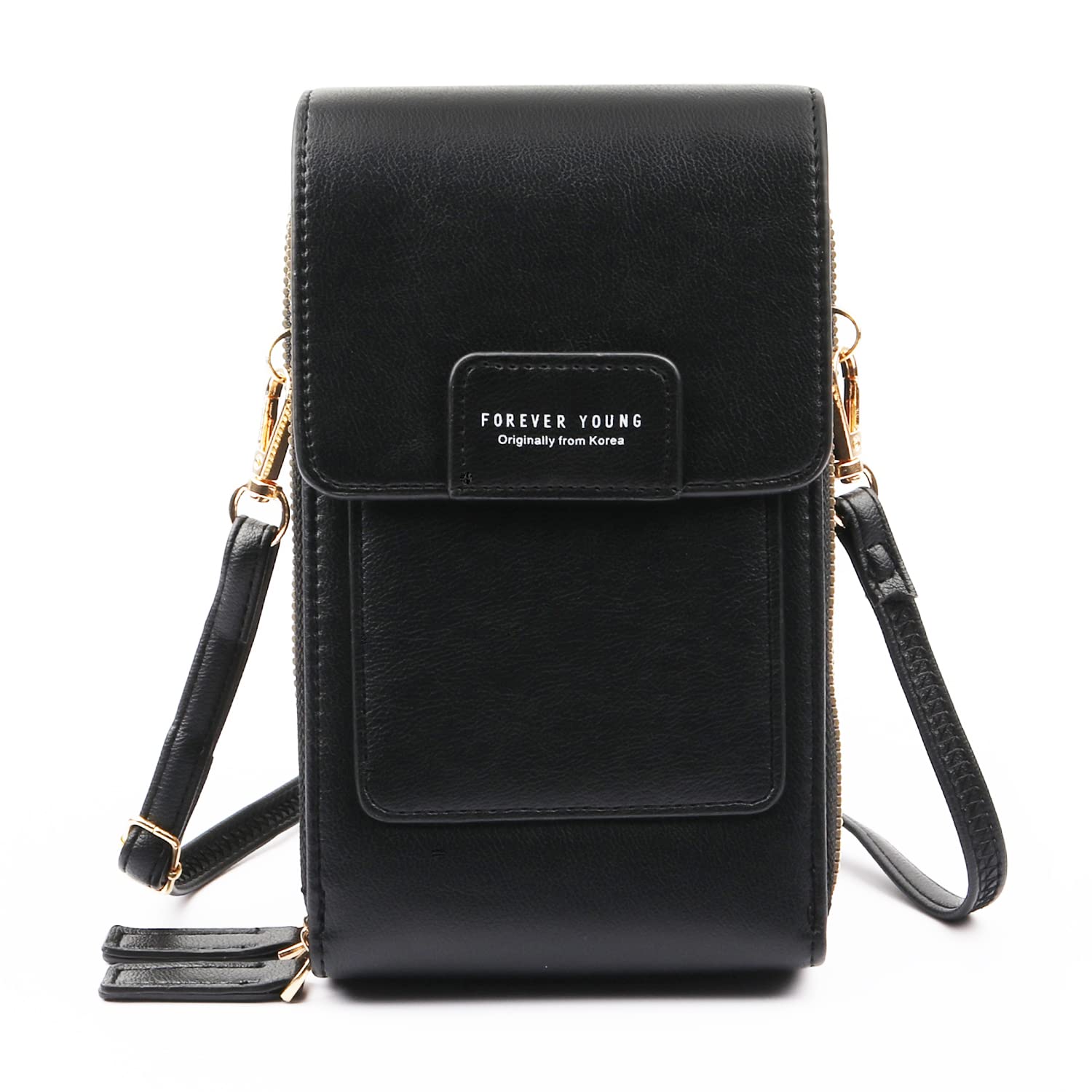 HUASUN Women's PU Leather Wallet with Touch Screen Window & Adjustable Shoulder Strap - Crossbody Phone Pouch for iPhone, Cards & Cash - Perfect for Shopping, Travel & Daily Use