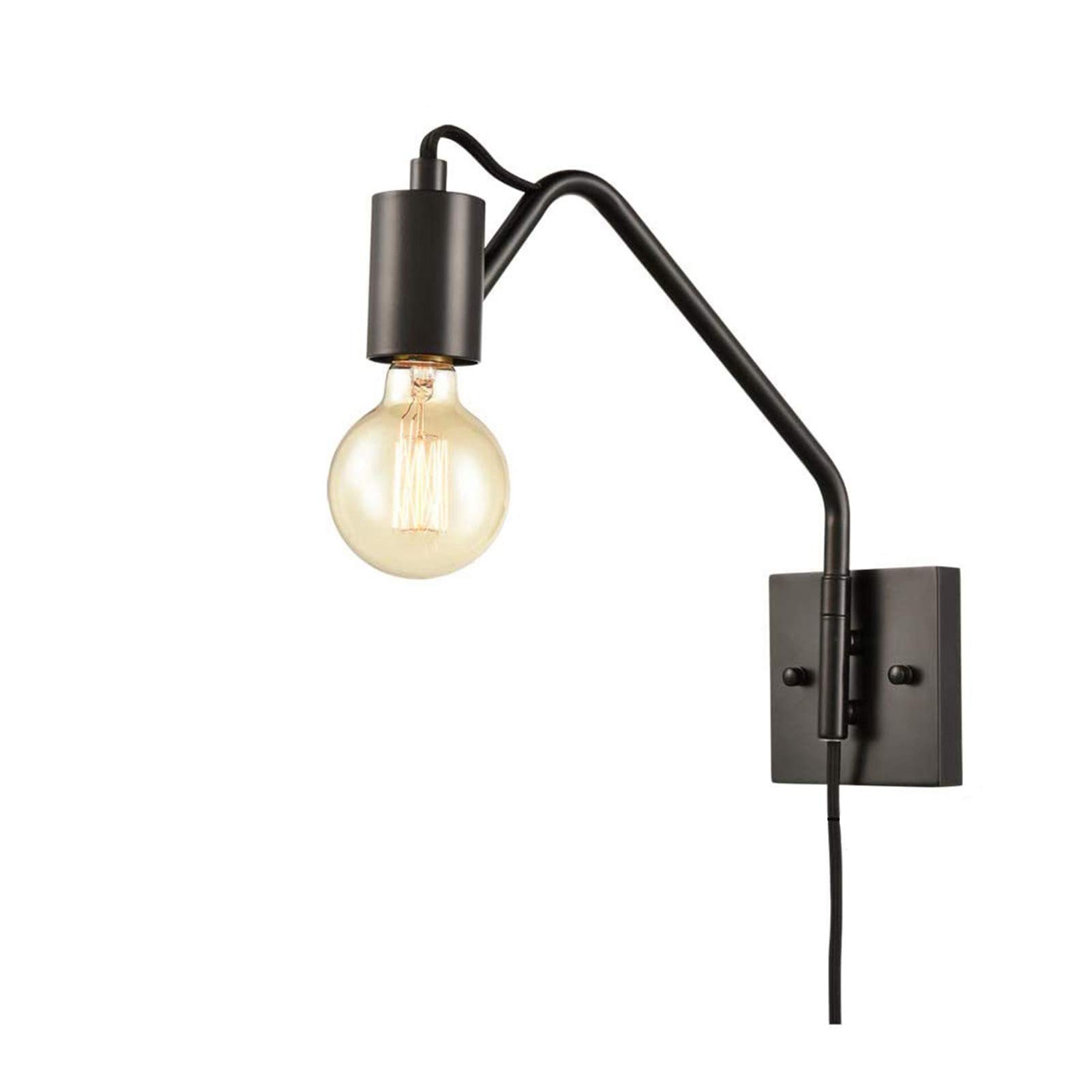 Vintage Adjustable Swing Arm Wall Lamp - Foldable Gold Plug-in Wall Light with Industrial Design | Perfect for Bedroom, Living Room, and Office Lighting