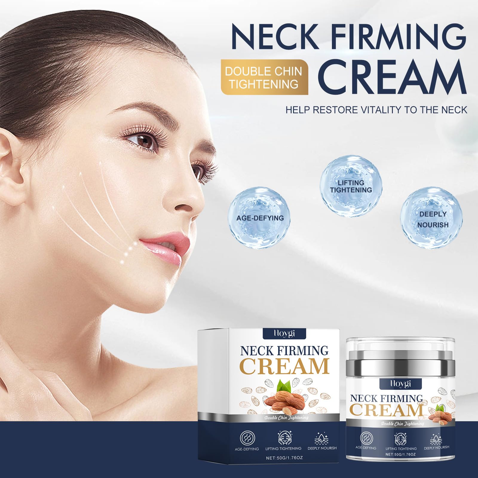 Anti-Aging Neck Firming Cream with Almond Oil & Collagen - Tightening, Lifting & Hydrating Neck Cream for Women - Reduce Wrinkles & Improve Skin Elasticity - Perfect for Night Routine & Daily Skincare Regimen