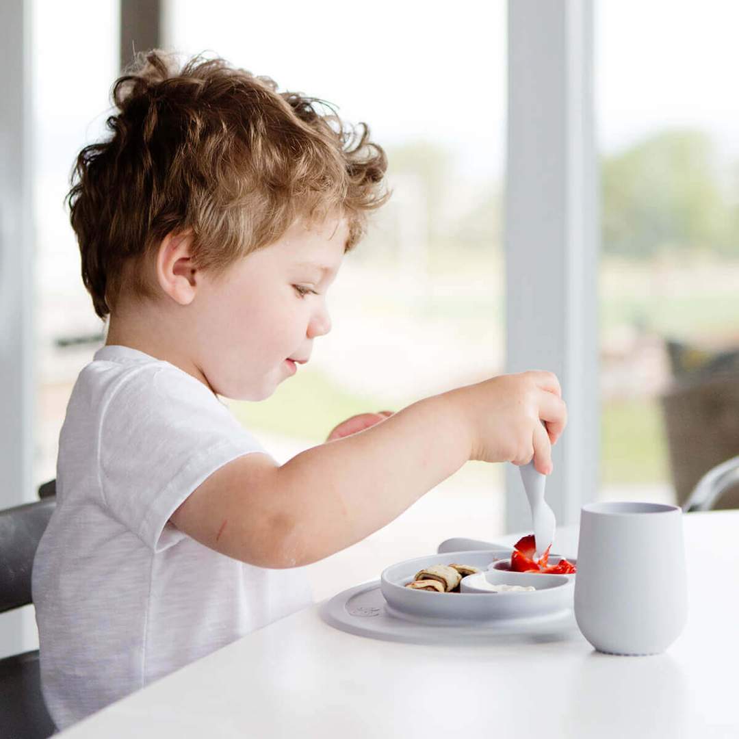 EZPZ Mini Feeding Set for Babies & Toddlers - BPA-Free Silicone Placemat with Built-in Plate & Spoon - Perfect for High Chairs, Travel & Mess-Free Mealtime