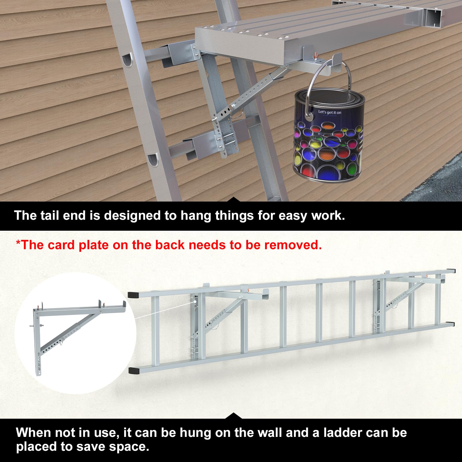 2025 Upgraded Adjustable Ladder Jacks 2 Pack - Heavy Duty Scaffolding Brackets for Extension Ladders, Silver Ladder Platform Accessories for Construction, Roofing & Home Repairs | Perfect for Painting, Window Cleaning & DIY Projects