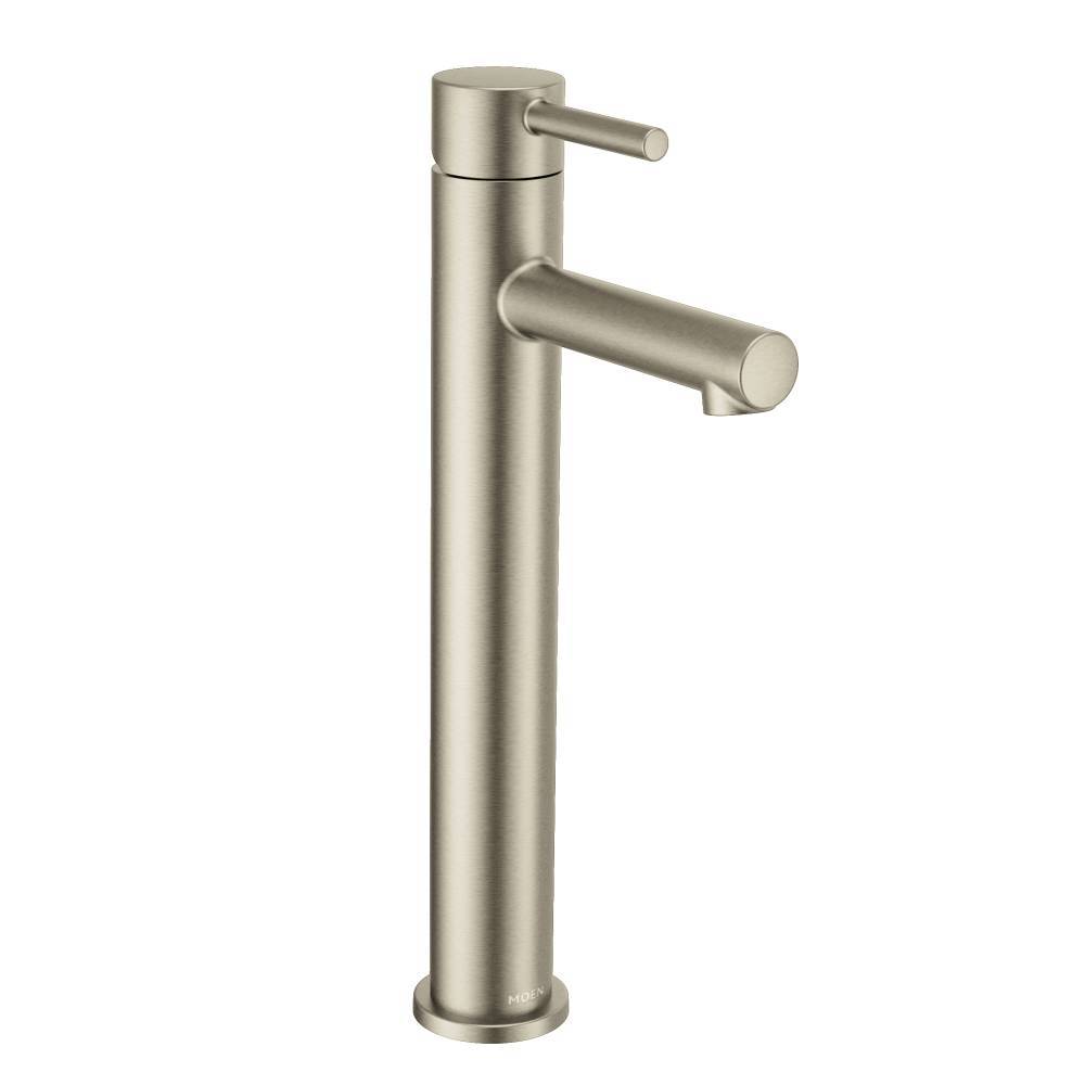 Moen 6192BN Brushed Nickel Align Bathroom Vessel Sink Faucet - Modern Single Hole Waterfall Faucet for Bathroom Vanity and Powder Room
