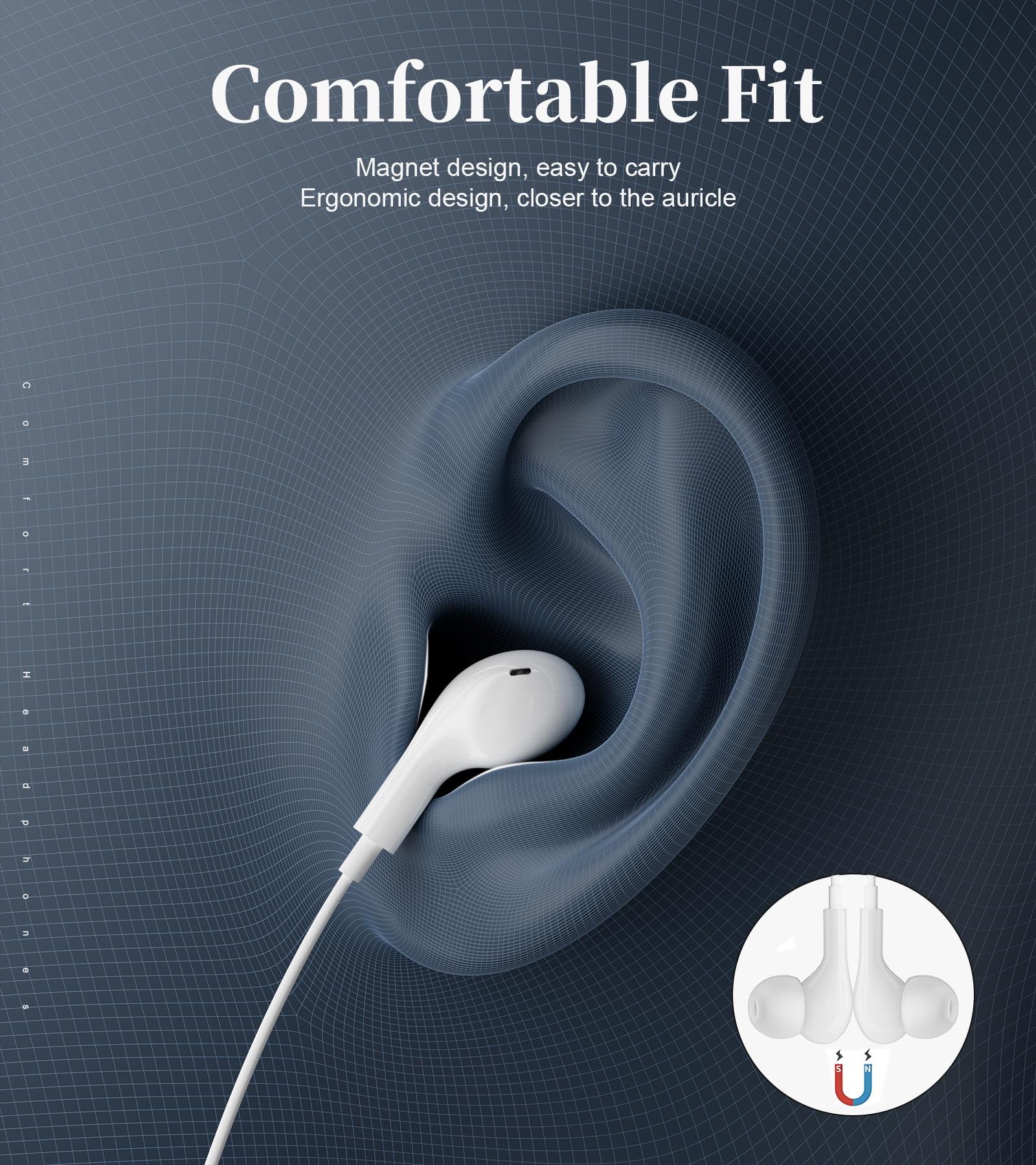 USB C Headphones with Microphone - Wired Type C Earphones Compatible with iPhone 15, iPad 10, Samsung Galaxy S25/S24/S23 Ultra, A16/A55/A54/A35, Google Pixel 8a/8 Pro & iPad Pro 2024 - Perfect for Gaming, Music & Calls