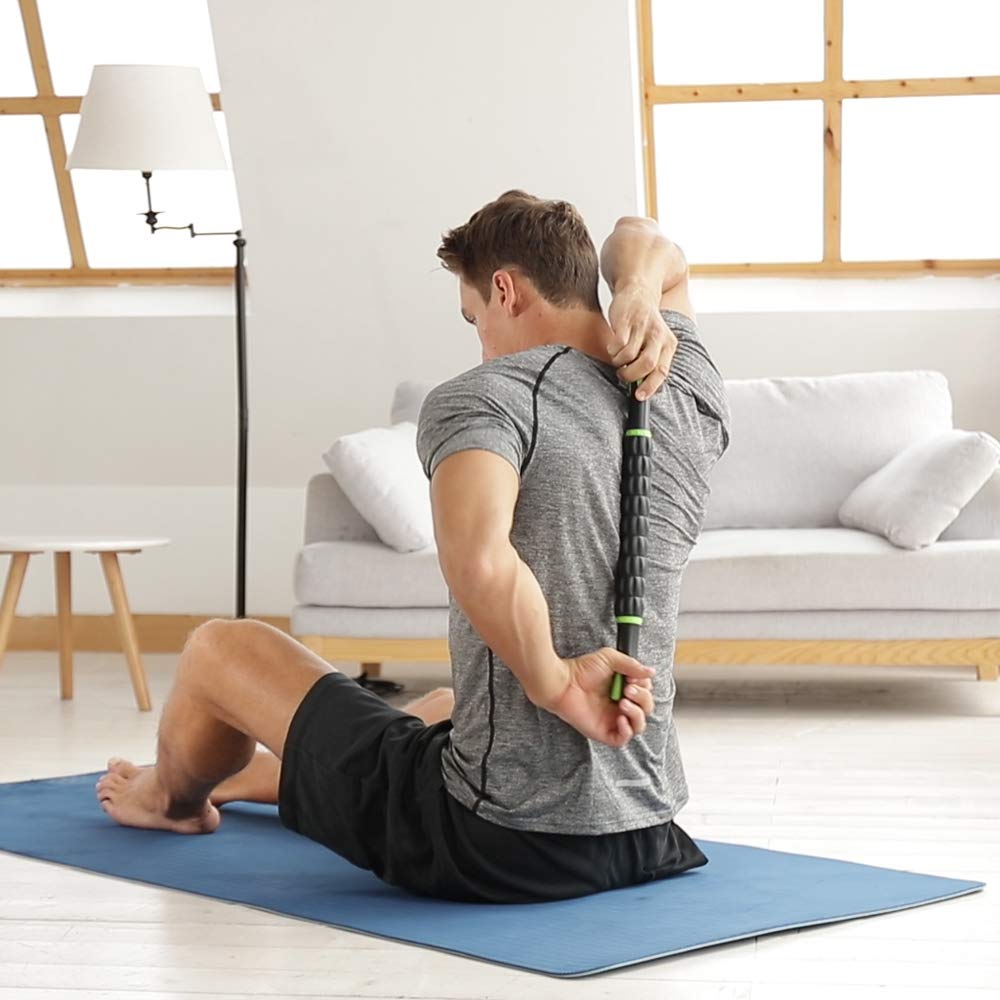 18 Inch Muscle Roller Massage Stick for Athletes - Deep Tissue Massage Tool for Legs, Back & Shoulders - Relieve Muscle Soreness, Cramps & Improve Recovery - Perfect for Post-Workout, Physical Therapy & Home Use
