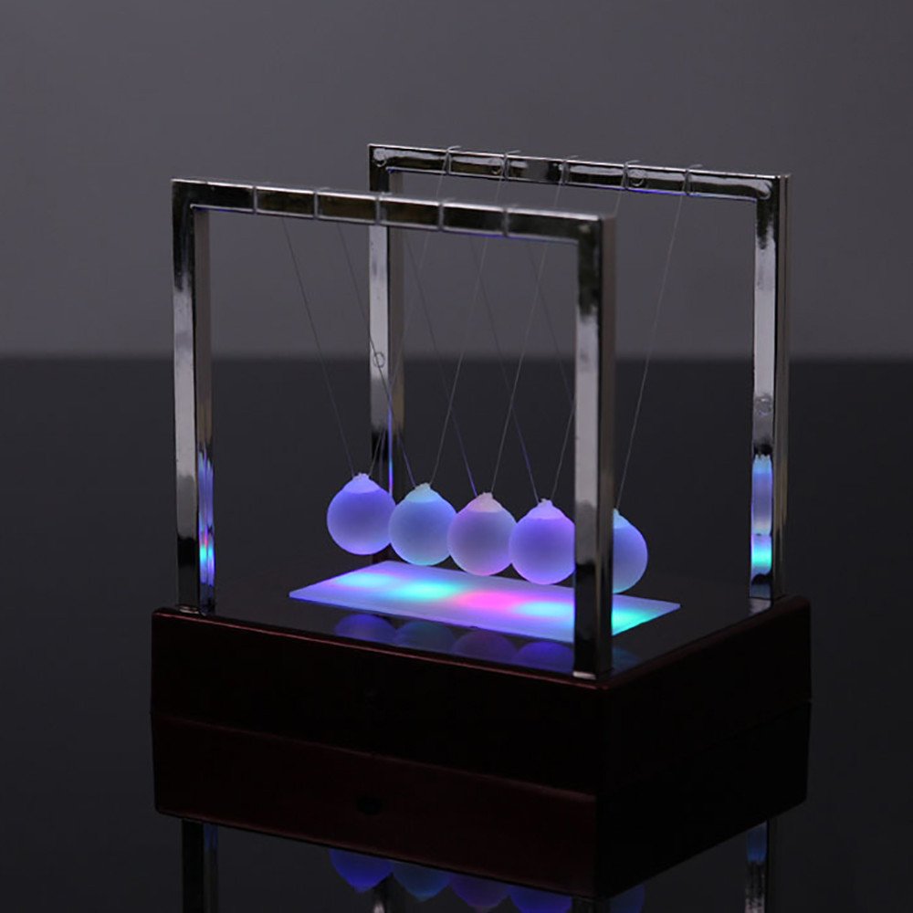 LED Newton's Cradle Kinetic Energy Balance Ball - Science Desk Toy for Home & Office Decor, Stress Relief & Educational Gift for Kids & Adults | Perfect for Study Rooms, Work Desks & Science Enthusiasts