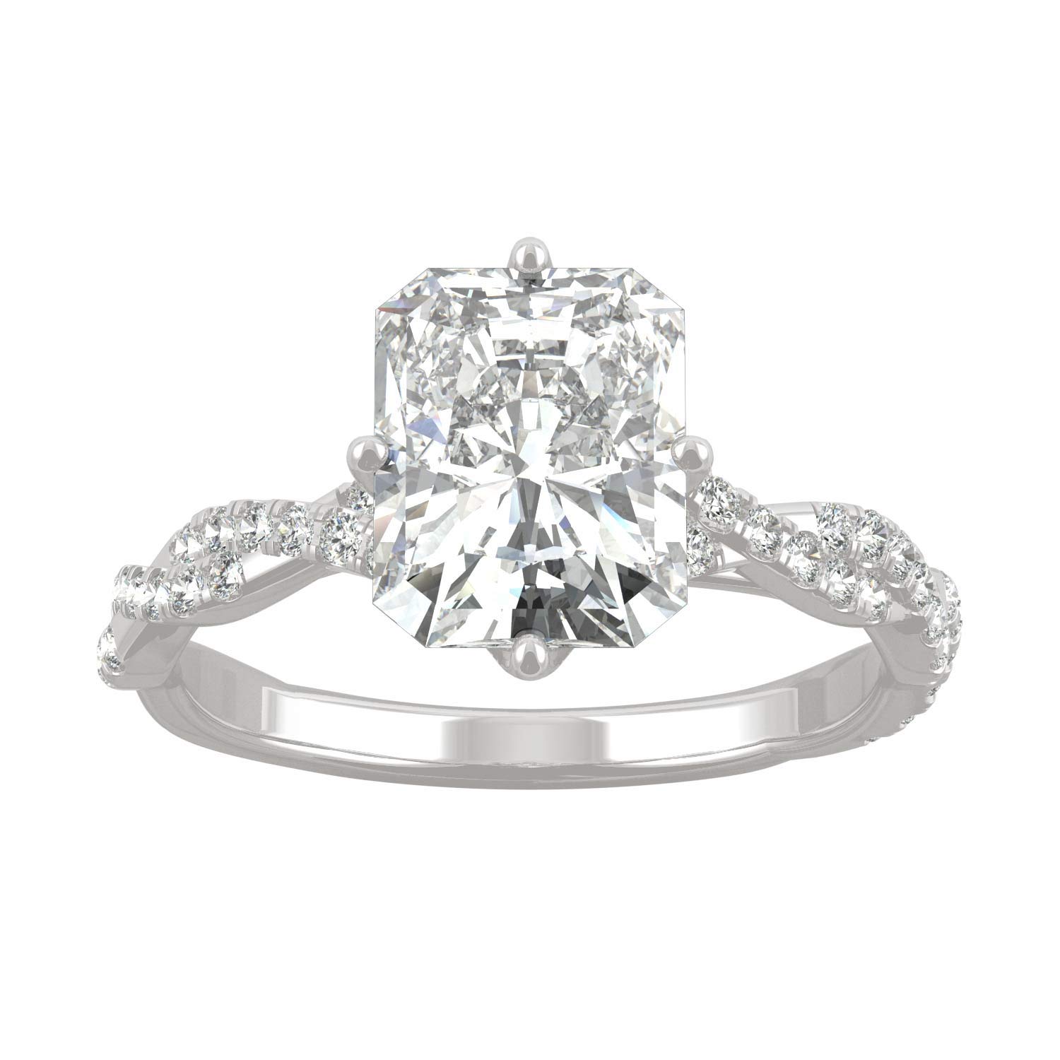 Charles & Colvard Lab-Created Moissanite 9x7mm Radiant Cut Women's Engagement Ring | 3.1cttw DEW | 14K White Gold Rhodium Plated | Ethical & Affordable Alternative to Diamond | Perfect for Proposals, Anniversaries & Special Occasions