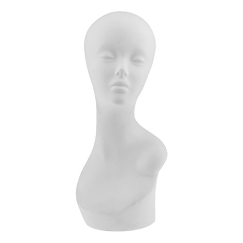 Milageto White PVC Wig Stand for Women - Stylish Head Display for Wigs, Hats & Sunglasses - Perfect for Salon, Cosplay & Fashion Shows