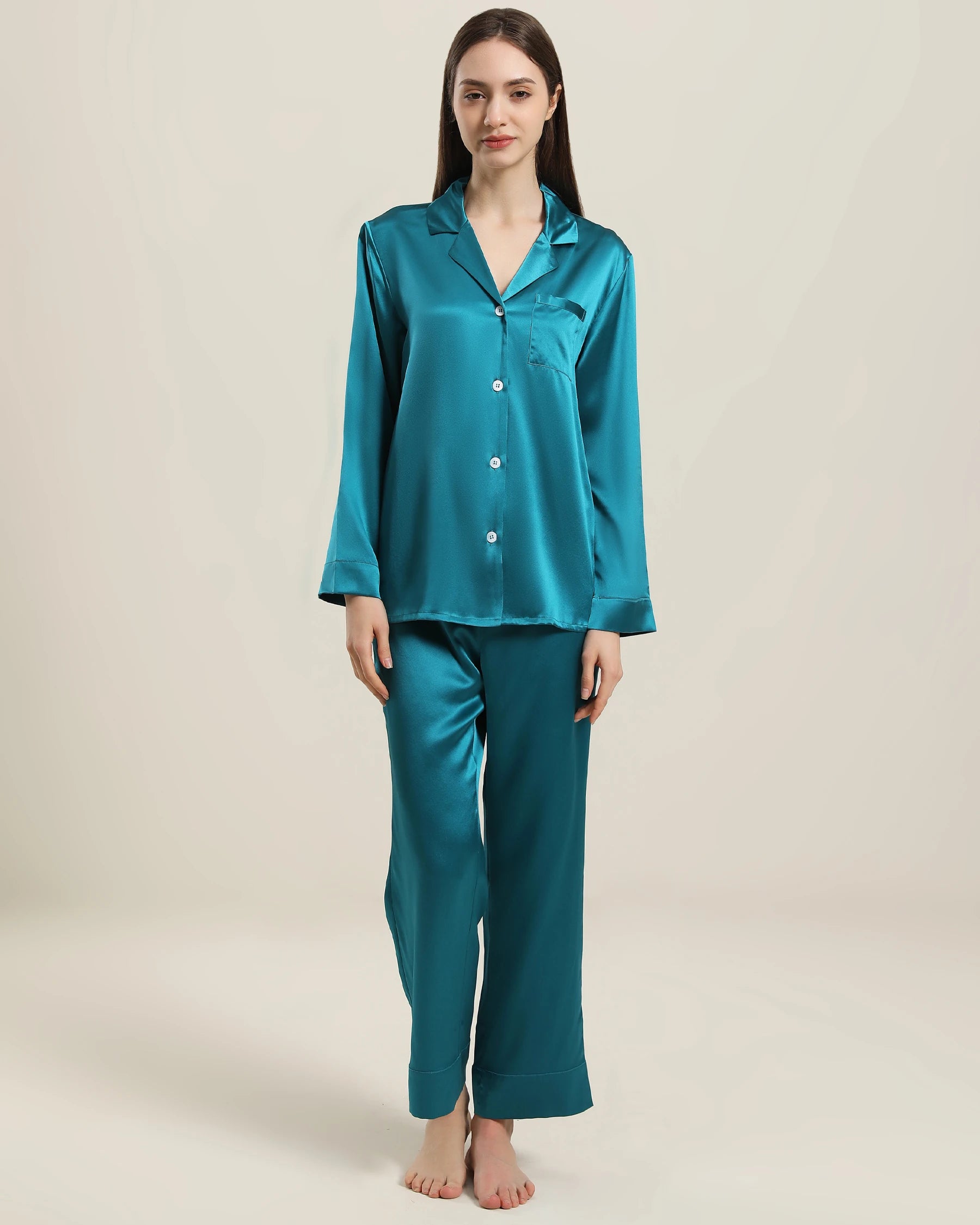 Luxury Women's Silk Pajama Set - Soft 100% Mulberry Silk Two-Piece Sleepwear for Women, Perfect for Relaxing at Home, Spa Days & Romantic Getaways